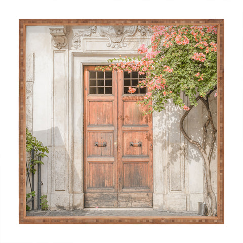 Henrike Schenk - Travel Photography Floral Entry In Rome Door Square Tray