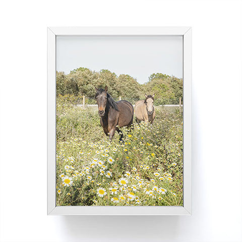 Henrike Schenk - Travel Photography Horses in a Field of Wildflowers Framed Mini Art Print