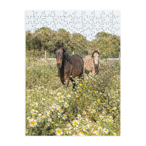 Henrike Schenk - Travel Photography Horses in a Field of Wildflowers Puzzle