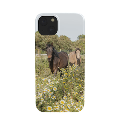 Henrike Schenk - Travel Photography Horses in a Field of Wildflowers Phone Case