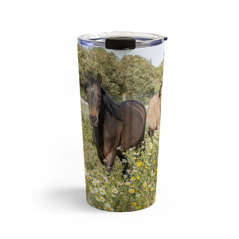 Henrike Schenk - Travel Photography Horses in a Field of Wildflowers Travel Mug