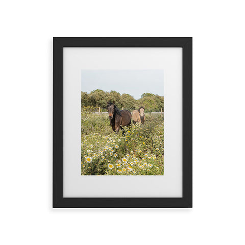 Henrike Schenk - Travel Photography Horses in a Field of Wildflowers Framed Art Print
