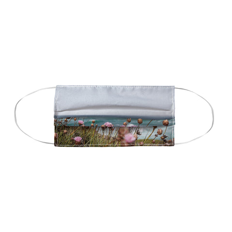Henrike Schenk - Travel Photography Pink Flowers by the Ocean Face Mask