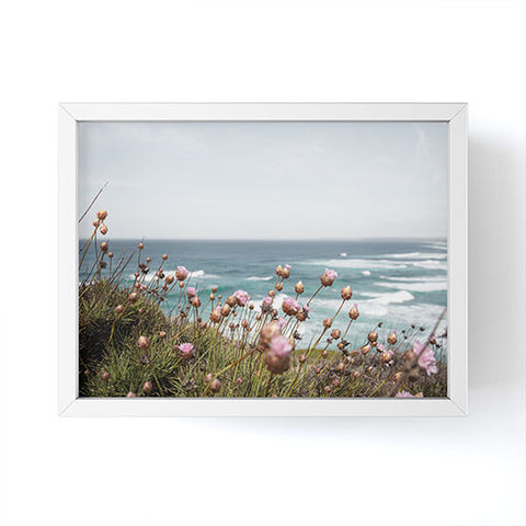 Henrike Schenk - Travel Photography Pink Flowers by the Ocean Framed Mini Art Print