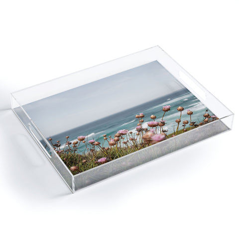 Henrike Schenk - Travel Photography Pink Flowers by the Ocean Acrylic Tray