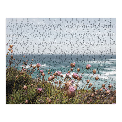 Henrike Schenk - Travel Photography Pink Flowers by the Ocean Puzzle