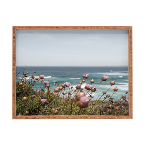 Henrike Schenk - Travel Photography Pink Flowers by the Ocean Rectangular Tray