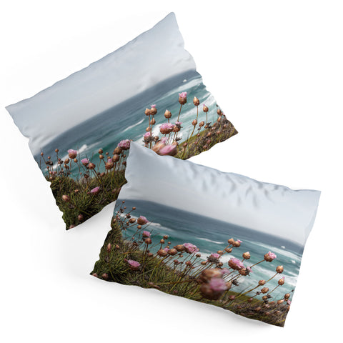 Henrike Schenk - Travel Photography Pink Flowers by the Ocean Pillow Shams
