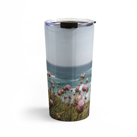 Henrike Schenk - Travel Photography Pink Flowers by the Ocean Travel Mug