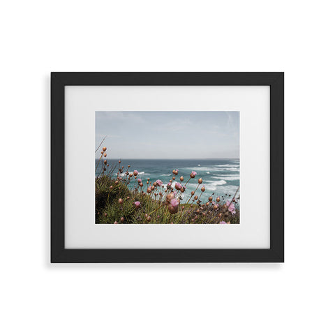 Henrike Schenk - Travel Photography Pink Flowers by the Ocean Framed Art Print