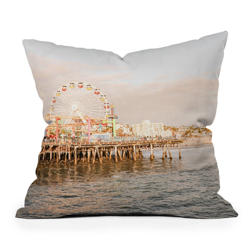 Henrike Schenk - Travel Photography Sunset At Santa Monica Pier Outdoor Throw Pillow