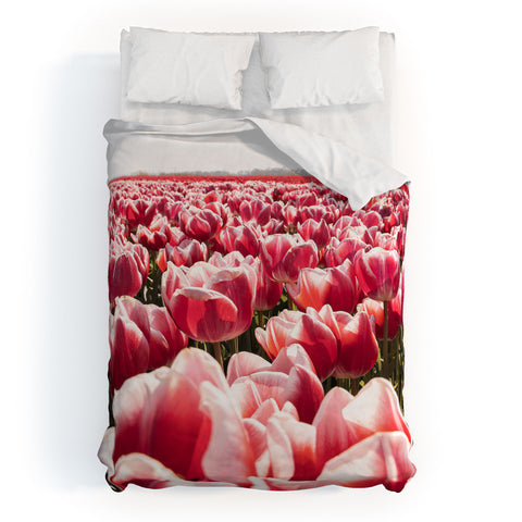 Henrike Schenk - Travel Photography Tulip Field In Holland Floral Duvet Cover