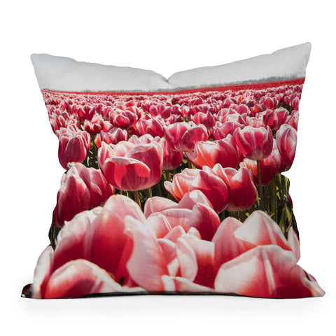Henrike Schenk - Travel Photography Tulip Field In Holland Floral Outdoor Throw Pillow