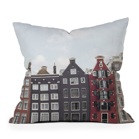 Henrike Schenk - Travel Photography Typical Houses Of Amsterdam Outdoor Throw Pillow