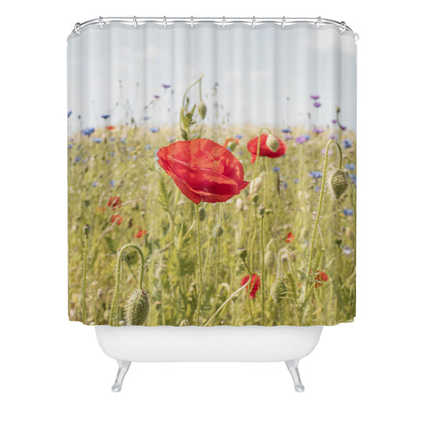 Henrike Schenk - Travel Photography Wildflower Field Poppy Flower Shower Curtain