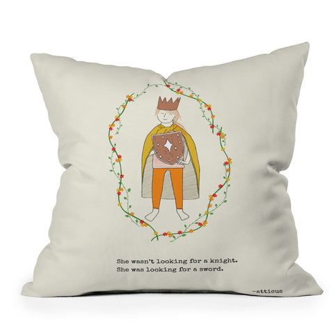 heycoco She wasnt looking for a knight Outdoor Throw Pillow