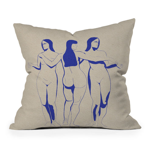 High Tied Creative Women in Blue Throw Pillow