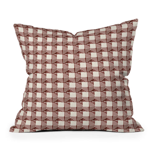 Holli Zollinger ANTHOLOGY OF PATTERN SEVILLE GINGHAM MAROON Outdoor Throw Pillow