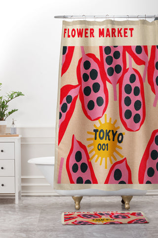 Holli Zollinger FLOWER MARKET TOKYO Shower Curtain And Mat