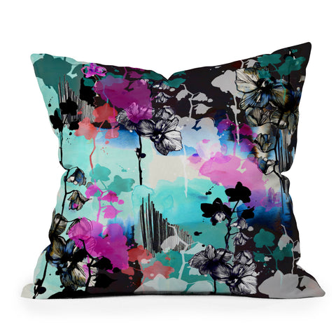 Holly Sharpe Black Orchid Outdoor Throw Pillow