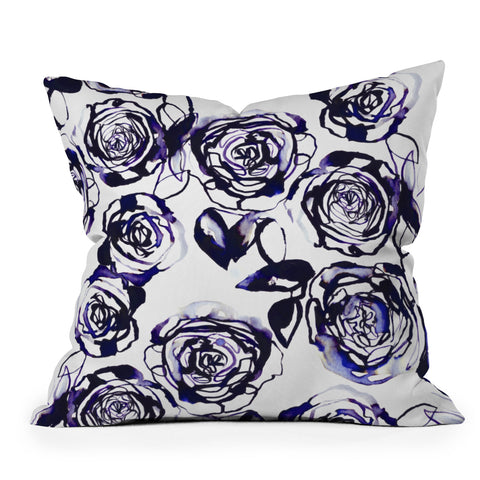 Holly Sharpe Inky Roses Outdoor Throw Pillow
