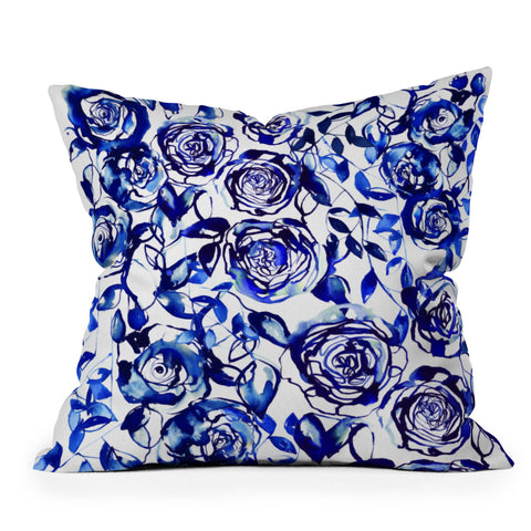 Holly Sharpe Painted Blue Outdoor Throw Pillow