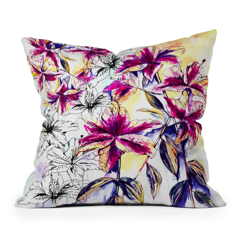 Holly Sharpe Rainbow Lily Outdoor Throw Pillow