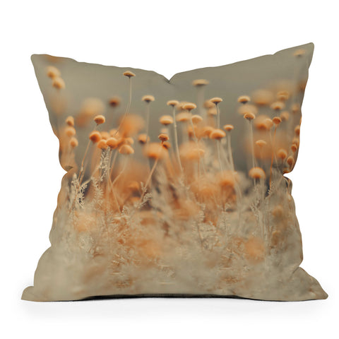 Ingrid Beddoes Mustard Yellow Flowers Outdoor Throw Pillow