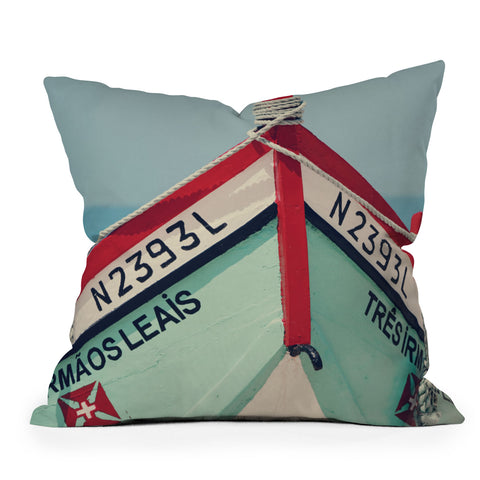 Ingrid Beddoes Portuguese fishing boat Outdoor Throw Pillow