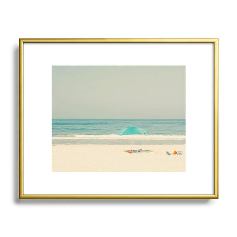 Ingrid Beddoes Turquoise Beach Umbrella Metal Framed Art Print