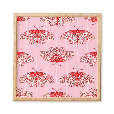 Insvy Design Studio Butterfly Pink Red Framed Wall Art