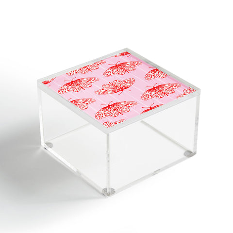 Insvy Design Studio Butterfly Pink Red Acrylic Box