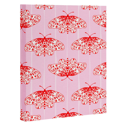 Insvy Design Studio Butterfly Pink Red Art Canvas