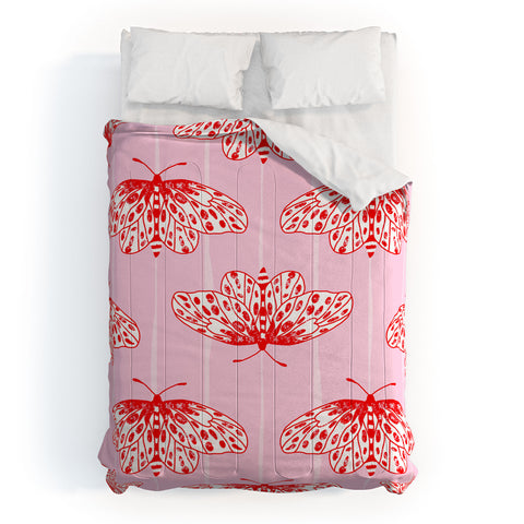 Insvy Design Studio Butterfly Pink Red Comforter