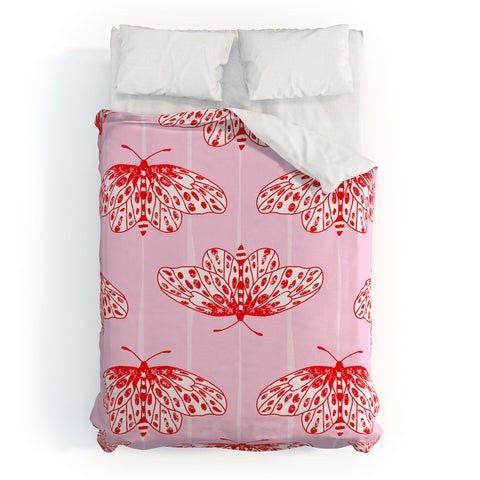 Insvy Design Studio Butterfly Pink Red Duvet Cover