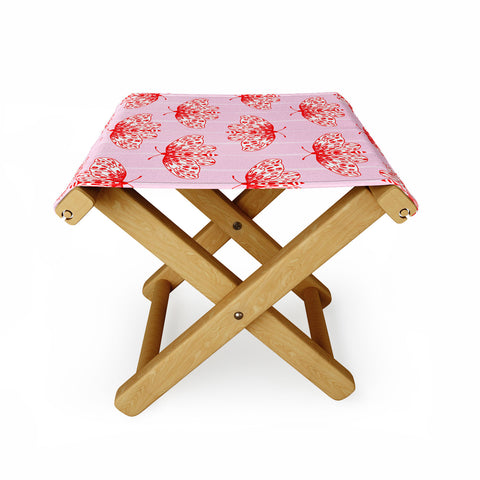 Insvy Design Studio Butterfly Pink Red Folding Stool