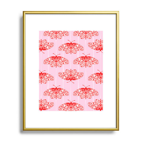 Insvy Design Studio Butterfly Pink Red Metal Framed Art Print