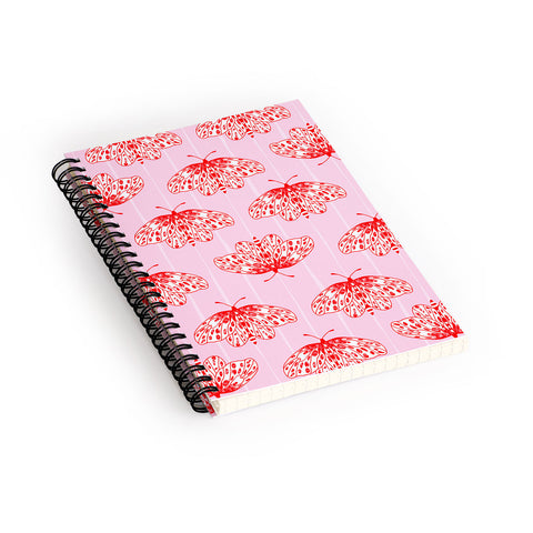 Insvy Design Studio Butterfly Pink Red Spiral Notebook