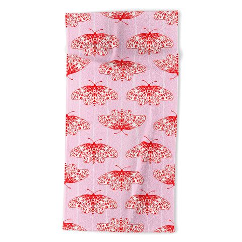Insvy Design Studio Butterfly Pink Red Beach Towel