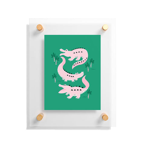 Insvy Design Studio Crocodile Pink Green Floating Acrylic Print