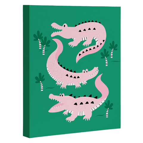 Insvy Design Studio Crocodile Pink Green Art Canvas