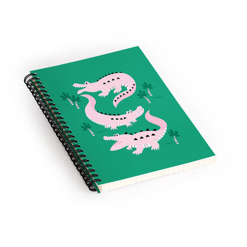 Insvy Design Studio Crocodile Pink Green Spiral Notebook