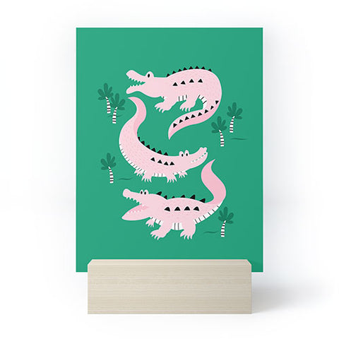 Insvy Design Studio Crocodile Pink Green Mini Art Print