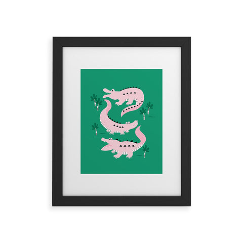 Insvy Design Studio Crocodile Pink Green Framed Art Print