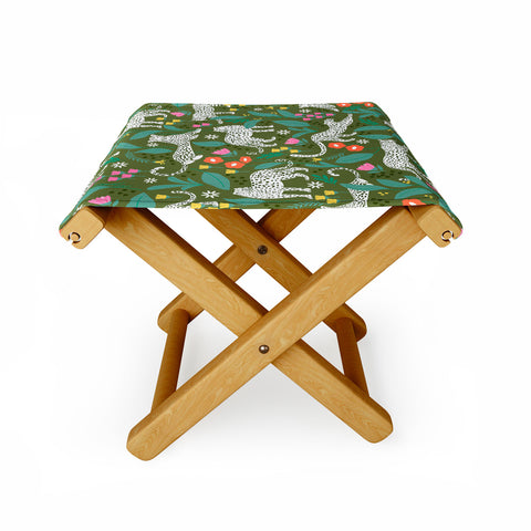 Insvy Design Studio White Leopards in the Jungle Folding Stool