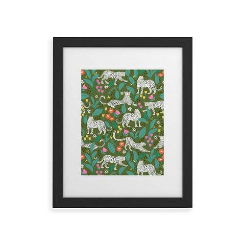 Insvy Design Studio White Leopards in the Jungle Framed Art Print