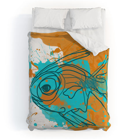 Irena Orlov Aqua Fish Duvet Cover
