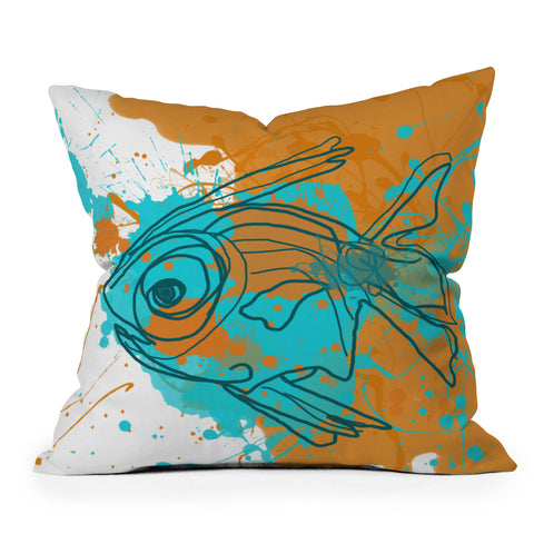 Irena Orlov Aqua Fish Outdoor Throw Pillow