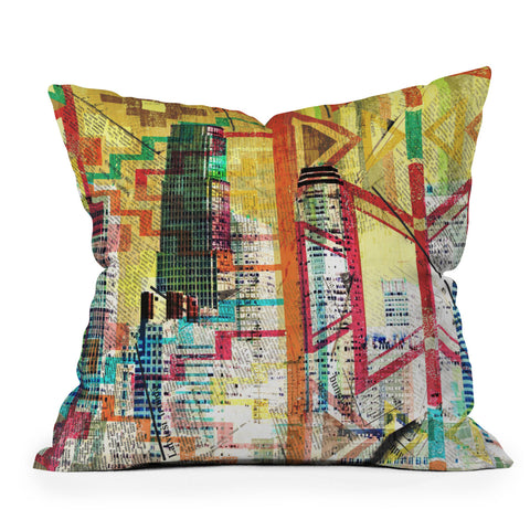 Irena Orlov Colorful Downtown Los Angeles Outdoor Throw Pillow