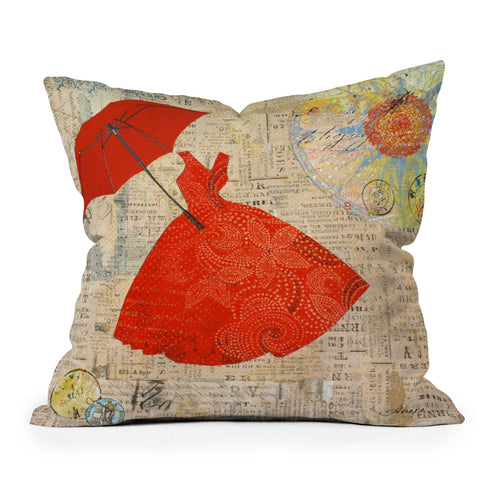 Irena Orlov Lady In Red 1 Outdoor Throw Pillow